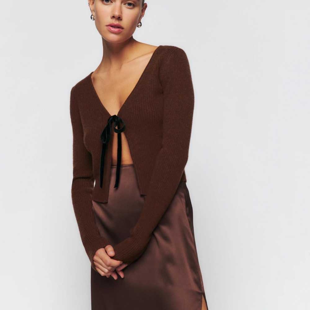 Reformation Antoinette Cashmere Tie Front Cardigan